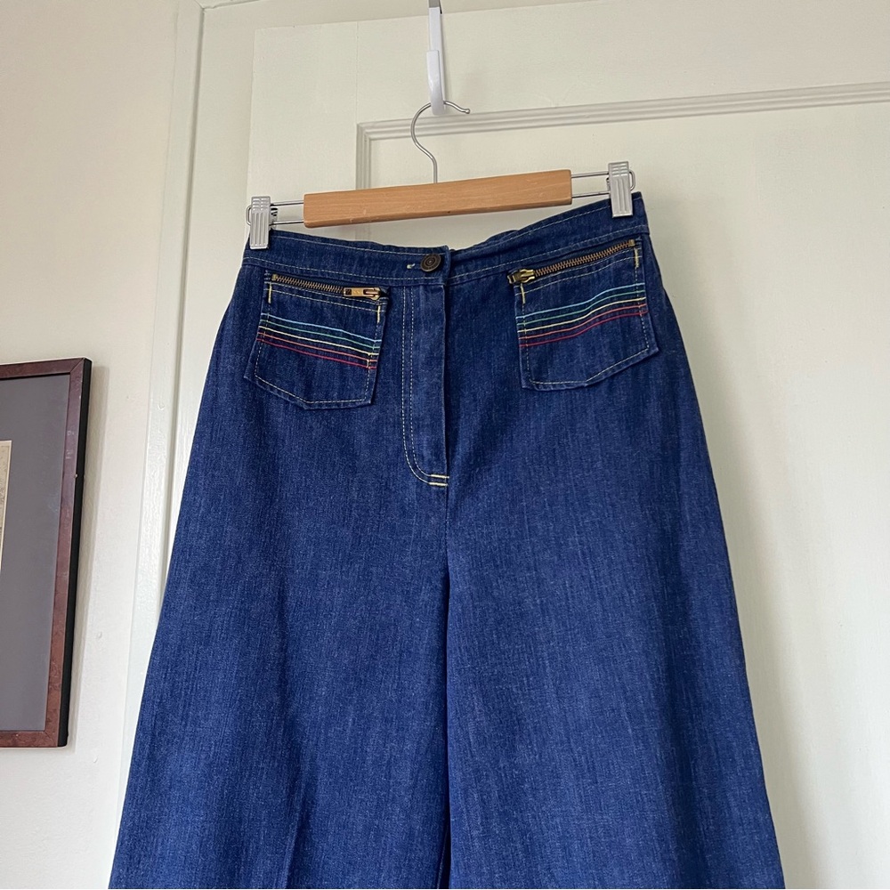Vintage Rainbow Stitch High Rise Wide Leg Jeans - Picture 2 of 8